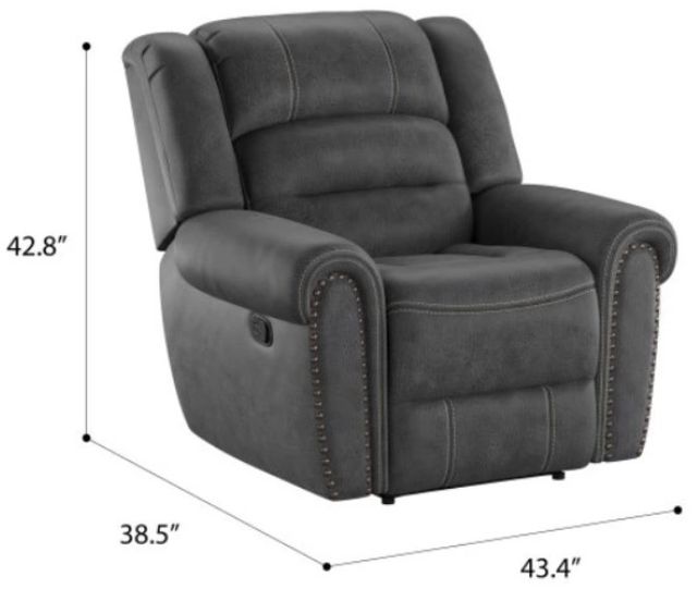 Emerald Home Baldwin Slate Gray Manual Recliner-2