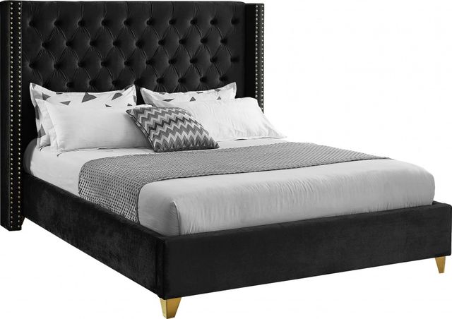 Meridian Furniture Barolo Black Velvet Full Bed-0