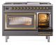 Ilve® Nostalgie II Noblesse 48'' Graphite Matte Pro Style Dual Fuel Range with Brass Trim-4