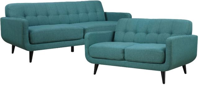 Elements International Hadley 2-Piece Heirloom Teal Living Room Stationary Seating Set with Loveseat-0