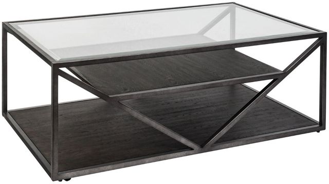 Liberty Furniture Arista Glass Top Cocktail Table with Cobblestone Brown/Gray Base-0
