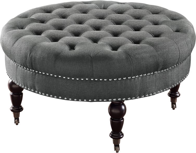 Linon isabelle round tufted ottoman discount