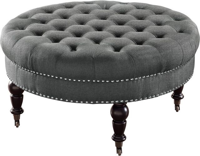 Linon Isabelle Charcoal Round Tufted Ottoman-0