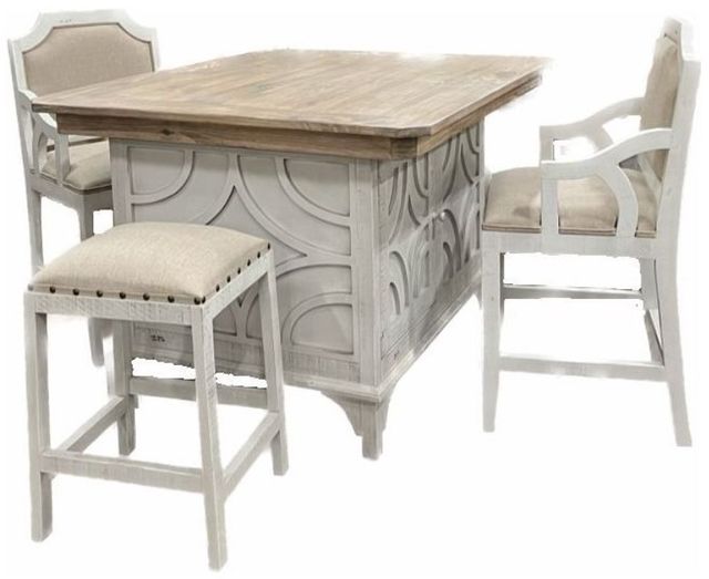 Million Dollar Rustic Southgate Light Barnwood/Nero White Carved Pub Table-0