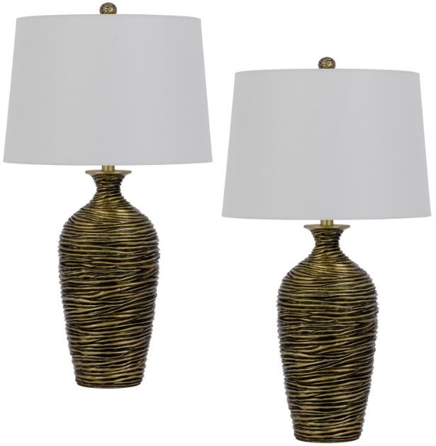 Cal® Lighting & Accessories Aurora 2-Piece Antique Bronze Table Lamp Set-0