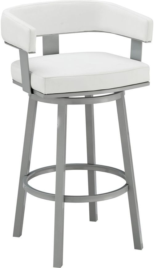 Armen Living Lorin White Swivel Bar Stool-0