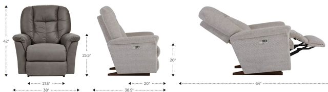 La-Z-Boy® Jasper Pebble Power Wall Recliner with Headrest and Lumbar-2
