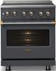 Viking® 5 Series 30" Cast Black Pro Style Electric Range with Brushed Brass Trim-4