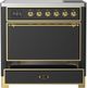 Ilve® Majestic III 36" Graphite Matte Pro Style Induction Range with Solid Door and Brass Trim-2