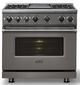 Viking® 7 Series 36" Damascus Gray Pro Style Dual Fuel Range with 12" Reversible Griddle-2