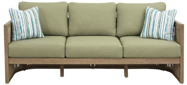 Signature Design by Ashley® Vision Lane Beige/Green Fabric/Wooden Outdoor Sofa-1