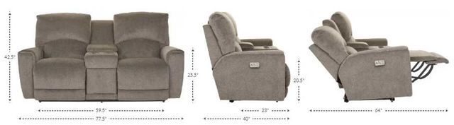 La-Z-Boy® Cassian Walnut Leather Power Reclining Loveseat with Console and Headrest-2