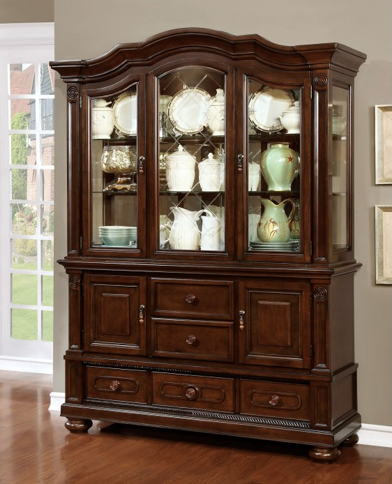 Furniture of America® Alpena Brown Cherry Hutch and Buffet