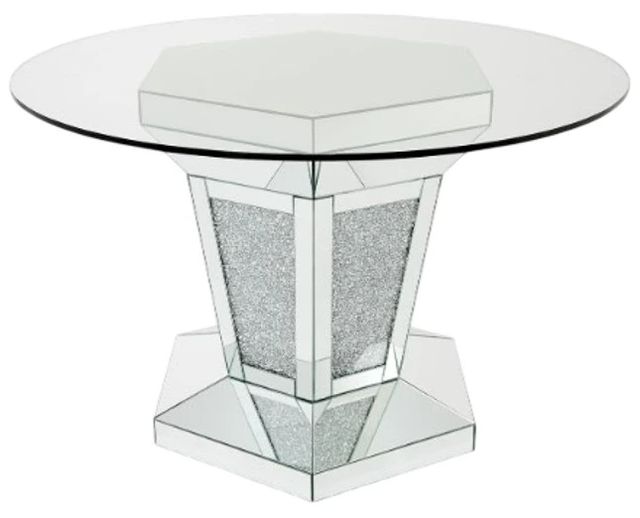 Michael Amini® Montreal™ Glass Top Dining Table with Mirrored Base-0