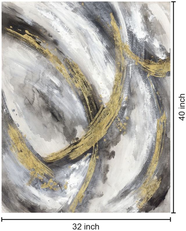 Classy Living Golden Tempest Abstract Canvas Wall Art-2