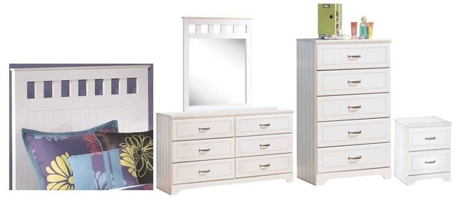 Signature Design by Ashley® Lulu 5-Piece White Full Panel Bed Set-0