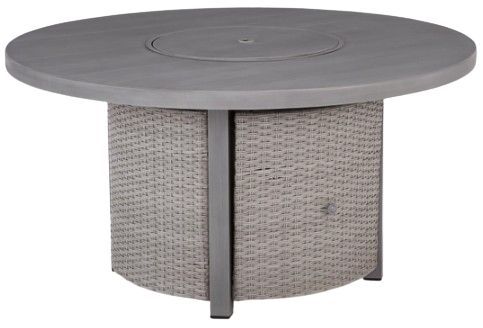 Signature Design by Ashley® Half Moon Beach Gray Wooden Outdoor Round Fire Pit Table-0