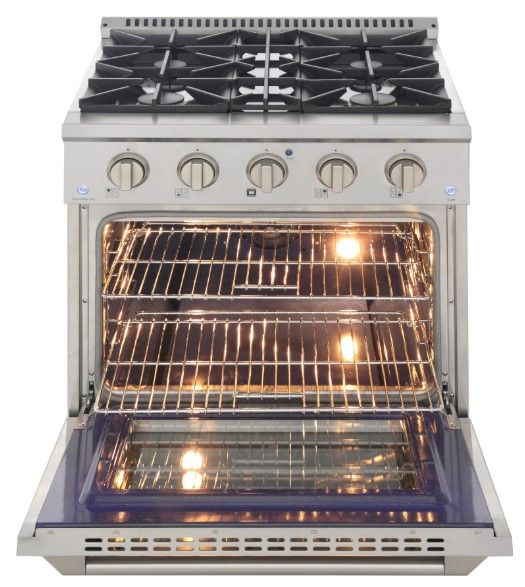 Kucht Professional KNG Series 30" Stainless Steel Pro Style Natural Gas Range with Silver Door-1