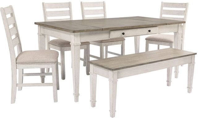 Signature Design by Ashley® Skempton 6-Piece White/Light Brown Dining Set-0