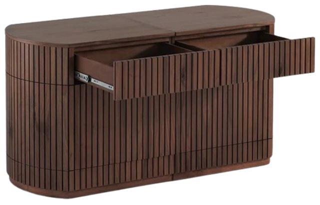 Transformer Table Transformer Royal Walnut Round Fluted Sideboard-1