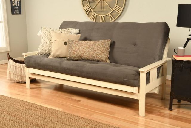Kodiak Furniture Monterey Suede Gray/Antique White Full Futon with Mattress-1