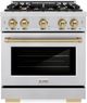 ZLINE Select Autograph Edition 30" Stainless Steel Pro Style Dual Fuel Range with Champagne Bronze Accents-0