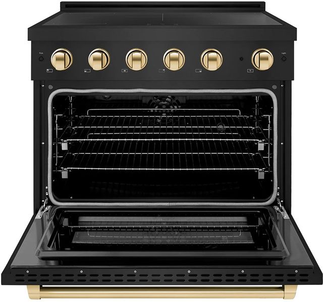 ZLINE Autograph Edition Paramount 36" Black Stainless Steel Pro Style Induction Range with Polished Gold Accents-1