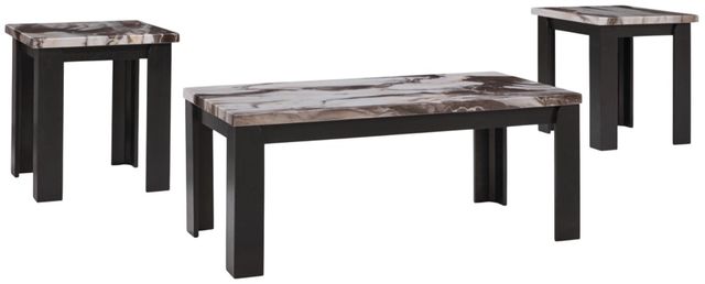 Signature Design by Ashley® Jazmore 3-Piece Gray Top Occasional Table Set with Dark Brown Base-0