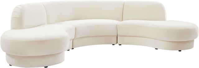 Meridian Furniture Rosa 3-Piece Cream Upholstered Curved Sectional-0