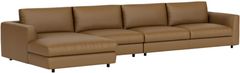EQ3 Customizable Cello Plush 3-Piece Leather Left-Arm Facing Sofa Sectional and Chaise with Angled Arm