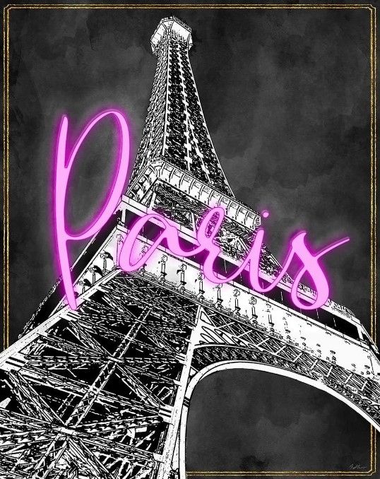 Classy Art Neon Nights in Paris by Natalie Carpentieri Wall Art-0
