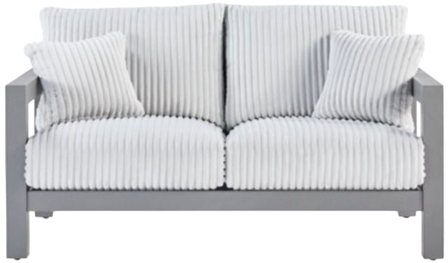 Signature Design by Ashley® Hurley Park Gray Aluminum/Fabric Outdoor Loveseat-1