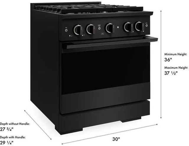 ZLINE Marino 30" Black Stainless Steel Pro Style Dual Fuel Range with 4 Burner Gas Cooktop-2