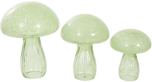 Deco Marche 3-Piece Green Mushroom Textured Sculpture-0