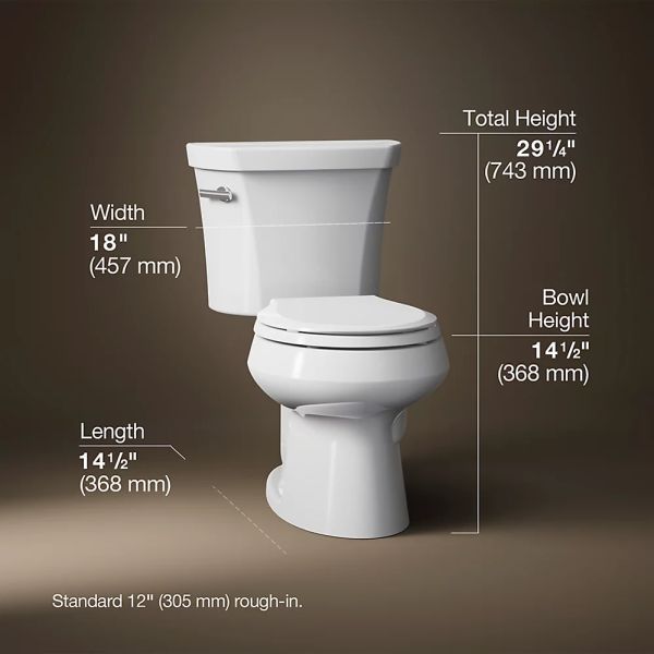 KOHLER® Wellworth® White 2-Piece Round-Front Toilet, 1.6 Gpf-4