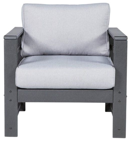 Signature Design by Ashley® Amora 2-Piece Charcoal Gray Fabric/Steel Outdoor Lounge Chair Set-2