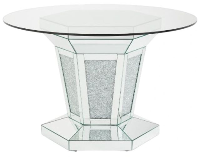 Michael Amini® Montreal™ Glass Top Dining Table with Mirrored Base-1