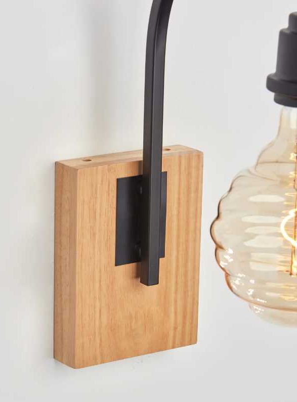 Adesso® Wren Black/Natural Wall Lamp-1