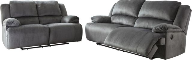 Signature Design by Ashley® Clonmel 2-Piece Charcoal Living Room Set with Reclining Sofa-0