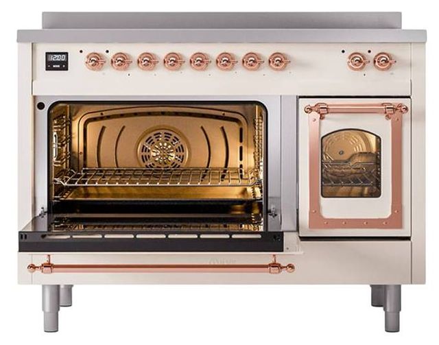 Ilve® Nostalgie II Noblesse 48'' Anique White Pro Style Induction Range with Copper Trim-3