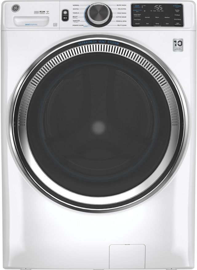 GE® 4.8 Cu. Ft. White Smart Front Load Washer