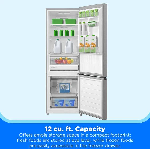 Midea 24" 11.5 Cu. Ft. Stainless Steel Counter Depth Bottom Freezer Refrigerator -3