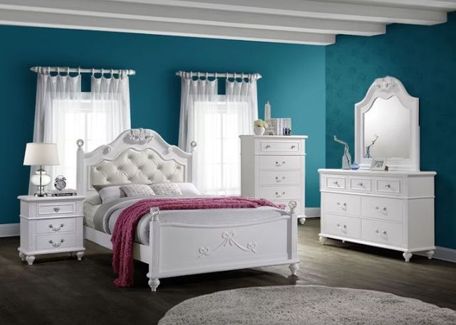 Elements International Alana White Twin Panel Bed-1
