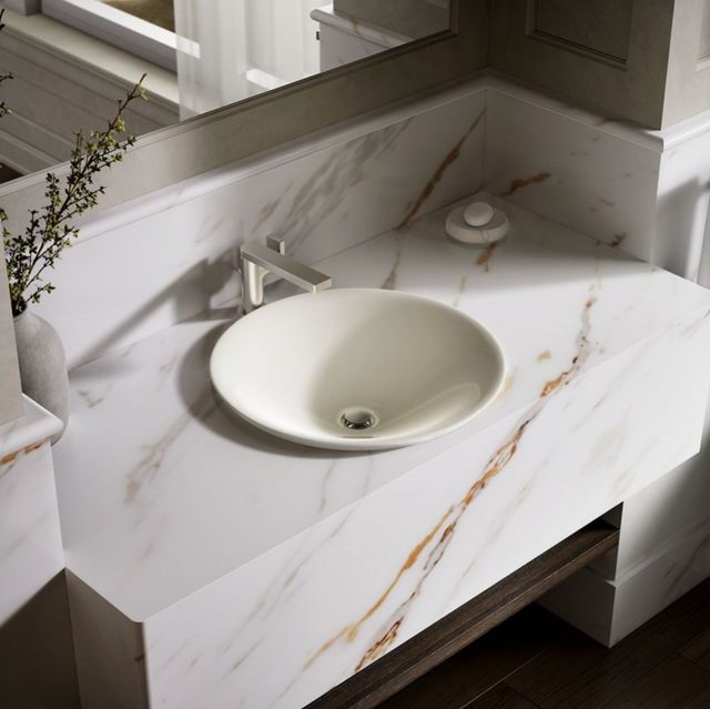 Kohler Carillon® Biscuit 17.5" Round Drop-In Bathroom Sink, No Overflow-2