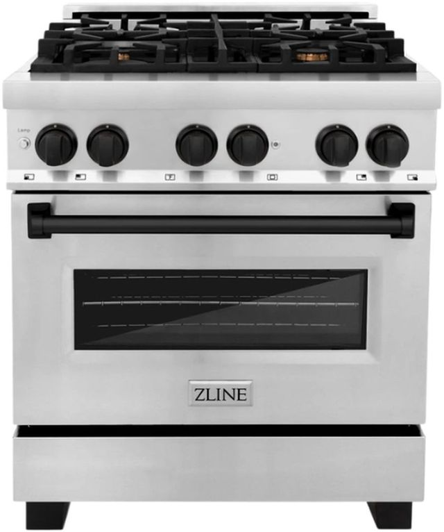 ZLINE Autograph Edition Legacy 30" Stainless Steel Pro Style Dual Fuel Range with Matte Black Accents-0
