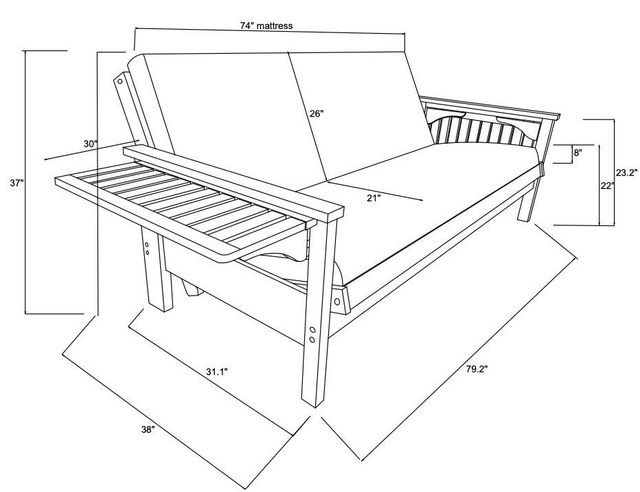 Kodiak Furniture Alamosa Linen Charcoal/Graystone Full Storage Futon with Mattress-3