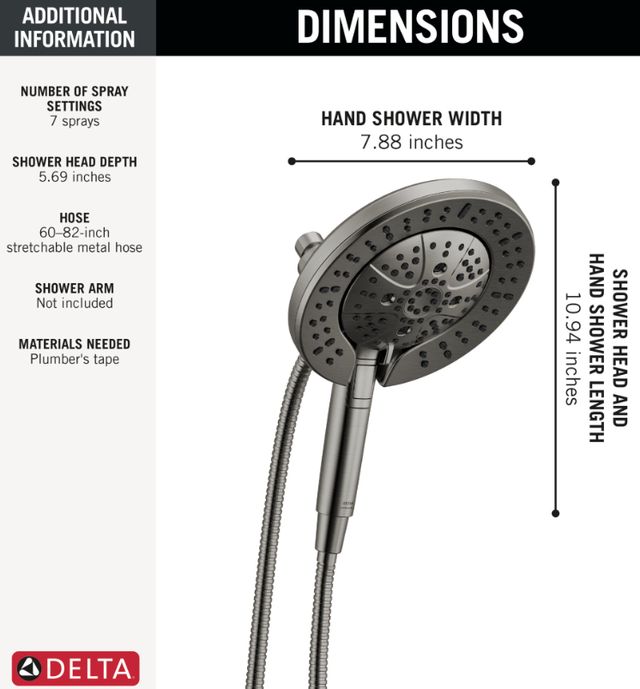 Delta Universal Showering Lumicoat® Black Stainless 2.5 GPM 7-Setting In2ition® with ProClean®-2