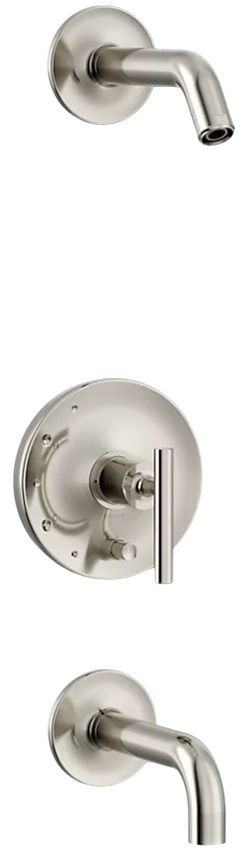 KOHLER® Purist® Rite-Temp® Vibrant Polished Nickel .38" Bath and Shower Trim Kit with Push-Button Diverter and Lever Handle-0
