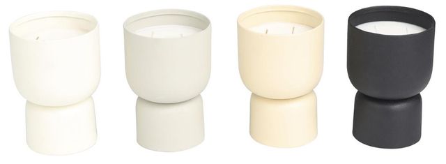Deco Marche CosmoLiving by Cosmopolitan 4-Piece Black/Matte Gray/Tan/White 6" 2-Wick Scented Candle Set-1