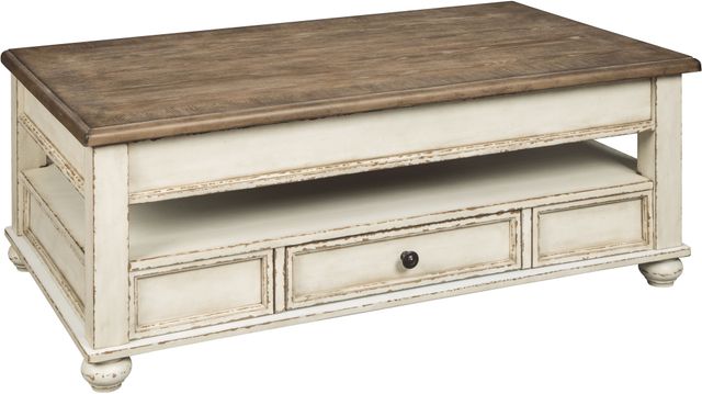 Signature Design by Ashley® Realyn 3-Piece White/Brown Living Room Table Set-1